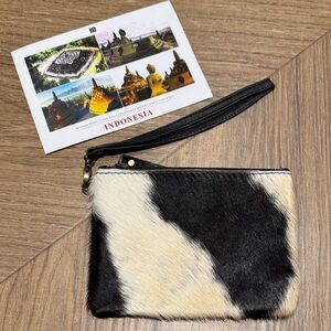 Black and White Cowhide Wristlet
